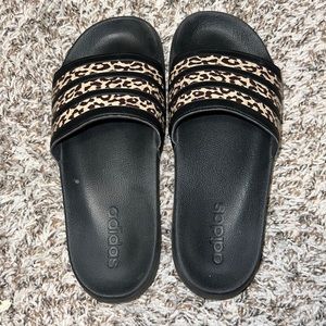 Adidas leopard slides
